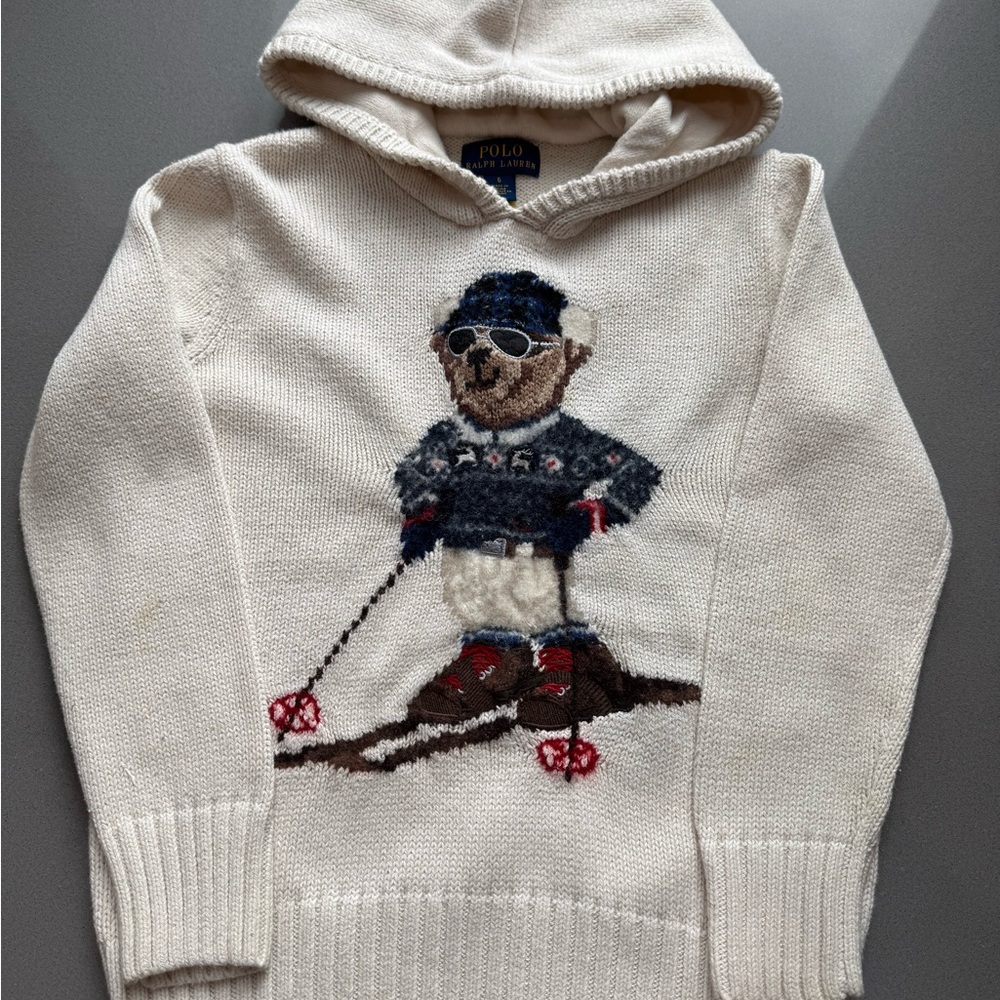 Polo by Ralph Lauren Kids White Sweater with Skiing Bear
